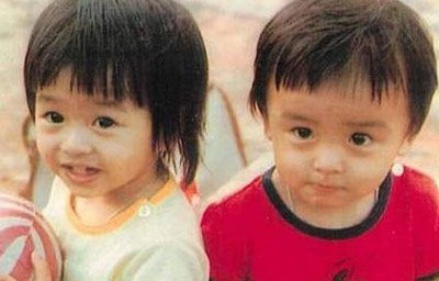 梁咏琪童年揭秘 与双胞胎弟弟幼时合影曝光(图)
