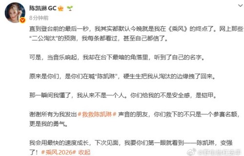 陈凯琳二公逆袭粉丝全力护航
