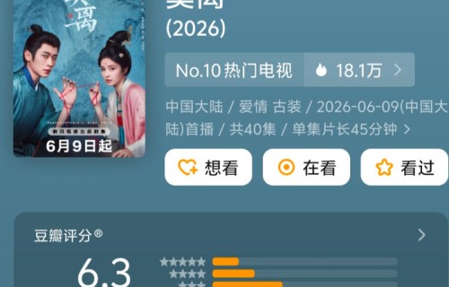 口碑两极走势定型！古装大剧《莫离》豆瓣评分稳定6.3分