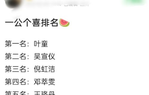 《浪姐 6》一公个人喜爱度排名曝光，叶童第一，吴宣仪第二