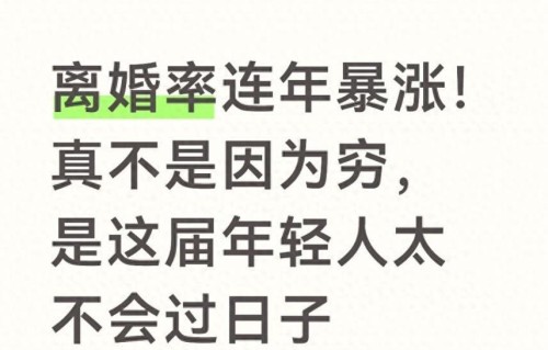 离婚率连年暴涨！真不是因为穷，是这届年轻人太不会过日子