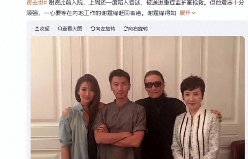 谢贤昏迷进ICU抢救，靠意念强撑到谢霆锋返港见最后一面