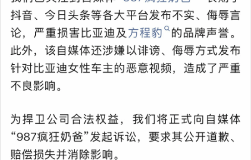 恶意抹黑豹5 网暴女车主 汽车博主“987疯狂奶爸”败诉